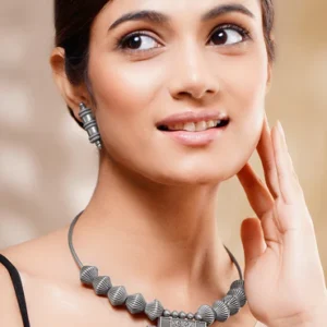 Contemporary Oxidised Collar Necklace Set