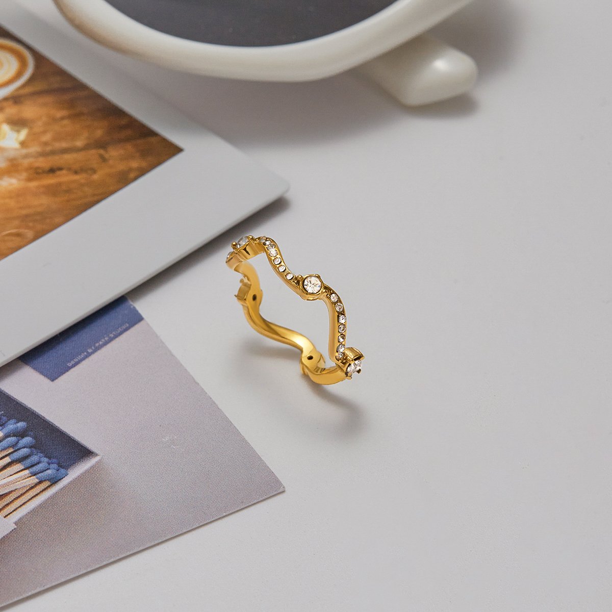 Oro Ripple Pavé Stacker - Image 3