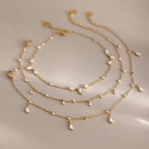 Gold Pearl Charm Anklet – Delicate & Elegant Minimal Jewelry