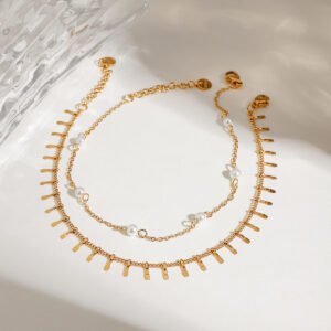 Gold-Tone Multi-Layered Anklet – Elegant & Stylish Jewellery