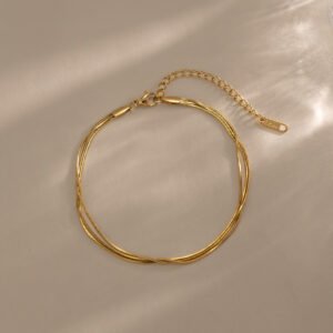 Gold-Tone Waterproof Layered Chain Anklet – Elegant & Hypoallergenic Jewellery