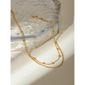 Gold-Tone Layered Chain Anklet – Elegant, Waterproof & Hypoallergenic Jewellery