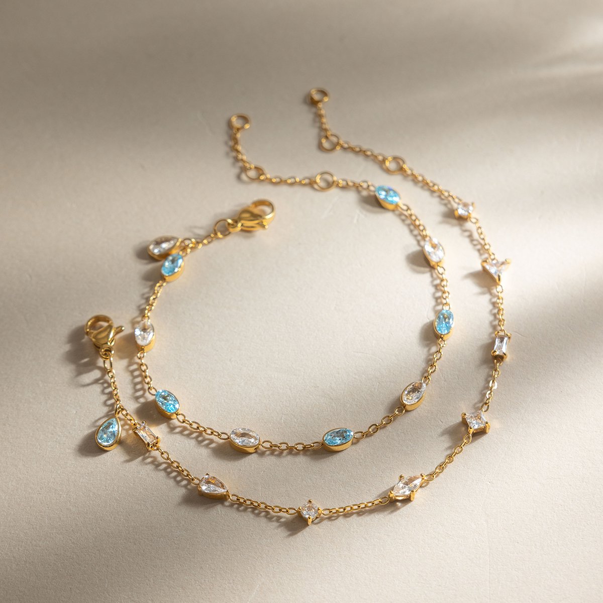 Golden Blue Stone Beaded Bracelet – Stainless Steel Bracelet