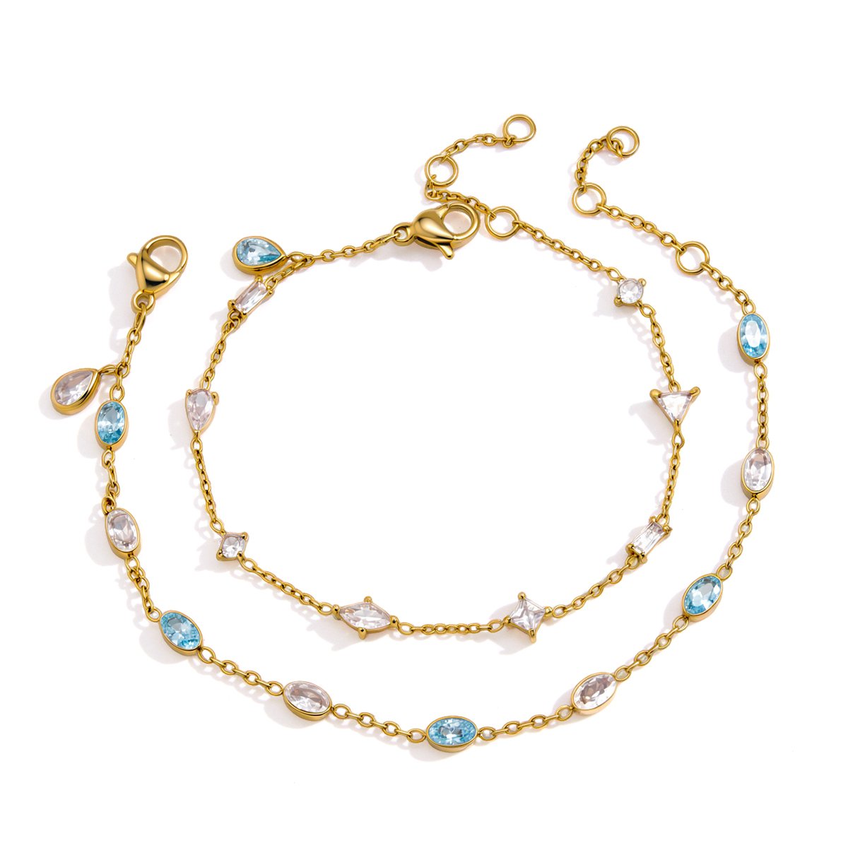 Golden Blue Stone Beaded Bracelet – Stainless Steel Bracelet - Image 3