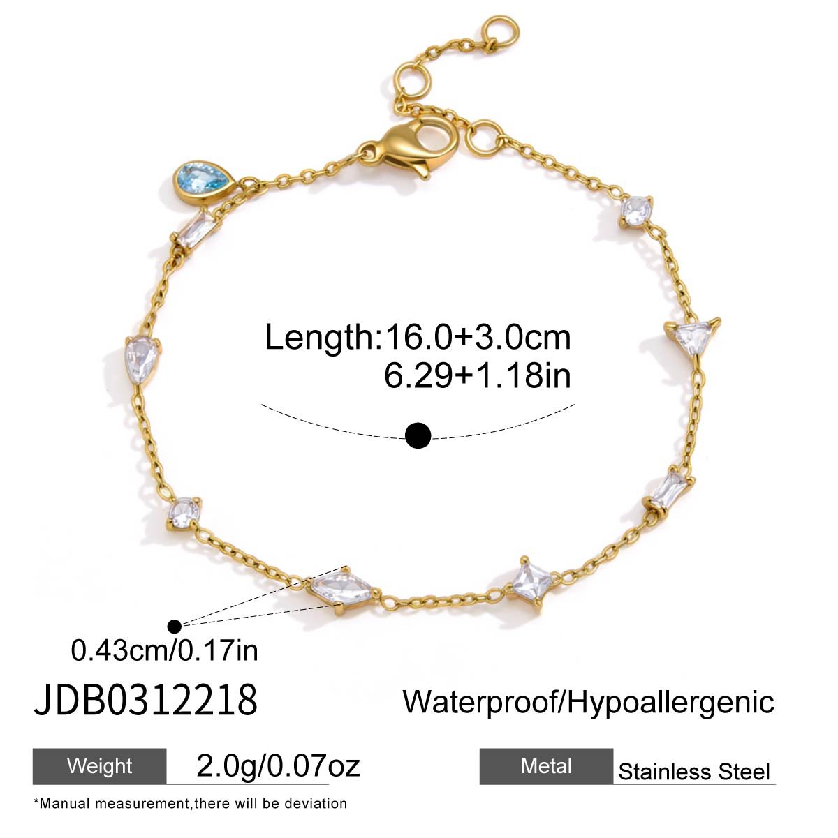 Golden Blue Stone Beaded Bracelet – Stainless Steel Bracelet - Image 2