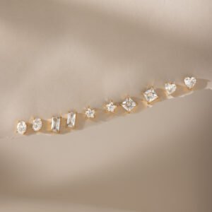 Gold Rectangular Crystal Stud Earrings – Sophisticated Modern Jewelry