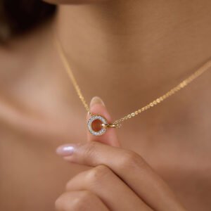 Golden Circular Halo Pendant Necklace – Waterproof & Hypoallergenic