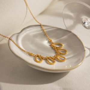 Golden Layered Statement Necklace – Waterproof Stainless Steel Necklace