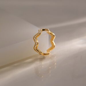 Gold Tone Crystal Ring – Stainless Steel Waterproof Ring