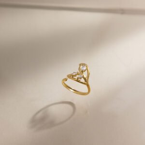 Golden Twist Open Ring – Adjustable Stainless Steel Hypoallergenic Ring