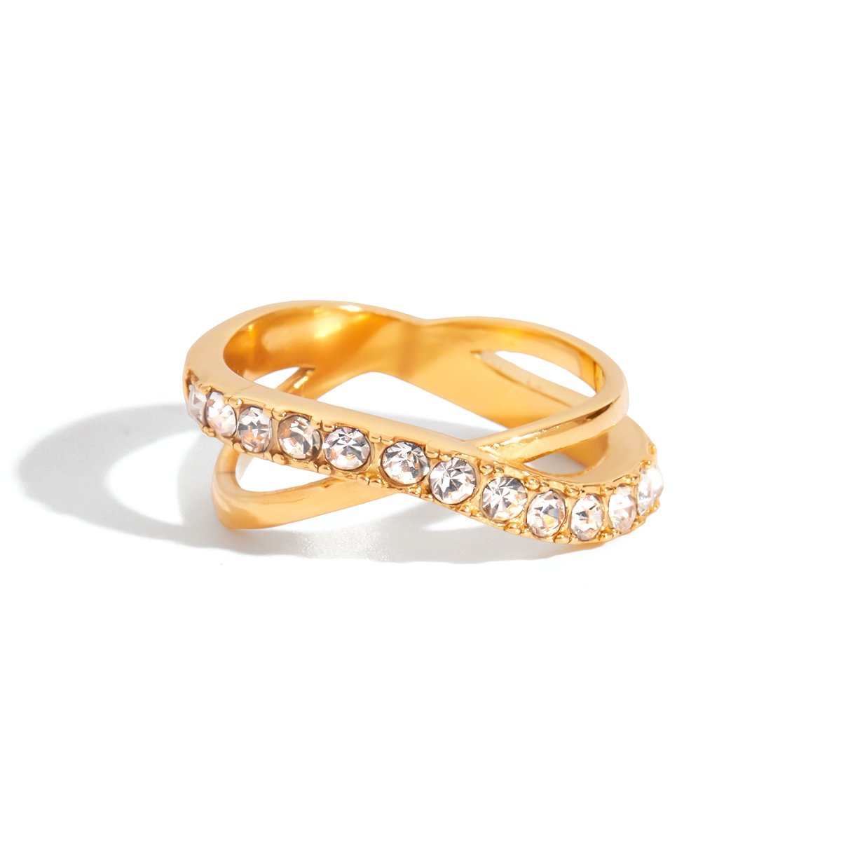 Gold Crystal Twist Ring – Sophisticated Statement Jewelry - Image 4